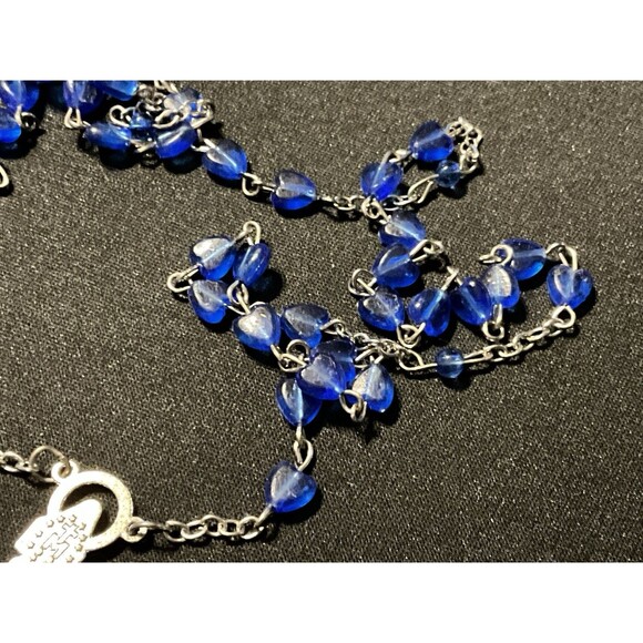 42in Rosary Blue Heart Shaped Beads - Picture 4 of 6